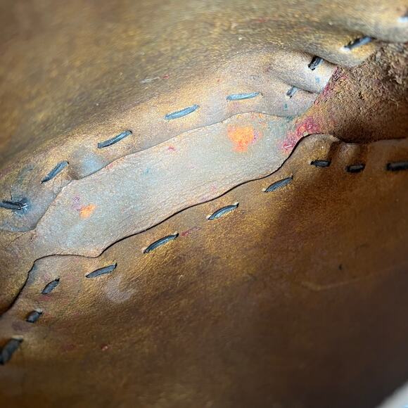 Vintage Brown Leather Shoulder Bag Braided Strap Boho Hippie - Picture 15 of 16